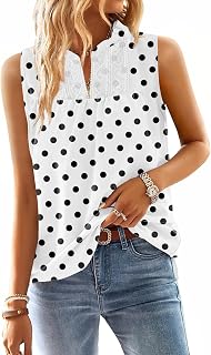 Womens Summer Tops Boho Flowy Lace Babydoll Sleeveless Tank Top