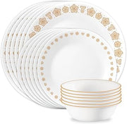 Corelle Butterfly Gold 18-Piece Round Dinnerware Set, Service for 6