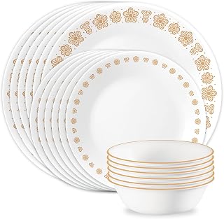 Corelle Butterfly Gold 18-Piece Round Dinnerware Set, Service for 6