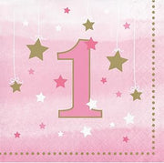 Creative Converting 192Count Beverage Paper Napkin, One Little star- Girl, , One Little Star - Girl