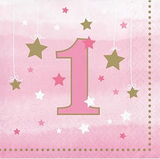 Creative Converting 192Count Beverage Paper Napkin, One Little star- Girl, , One Little Star - Girl