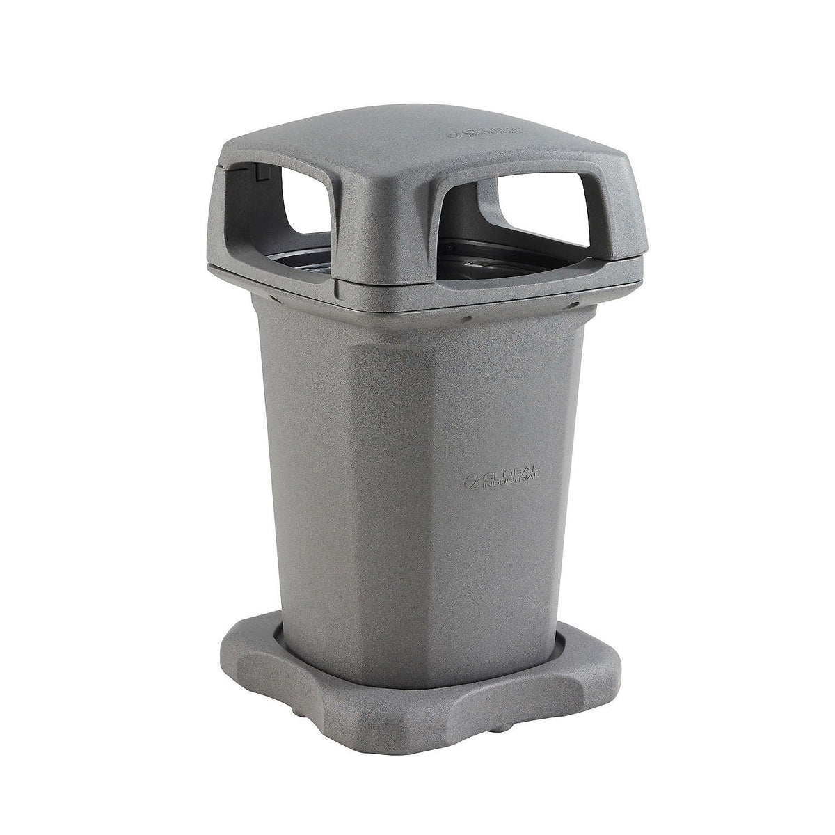 Outdoor Trash Can with Hinged Lid by Global Industrial – 60.0 gallons, Plastic, Gray, Model 732315