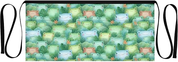 Kitchen Apron Cute Frog | Unisex Server Apron with 3 Pockets, Adjustable for Waiters, Gardeners, Kitchen, BBQ, Painting and Restaurant Work