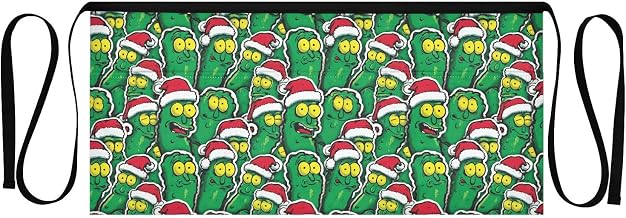 Kitchen Apron Christmas Funny Pickles | Unisex Server Apron with 3 Pockets, Adjustable for Waiters, Gardeners, Kitchen, BBQ, Painting and Restaurant Work