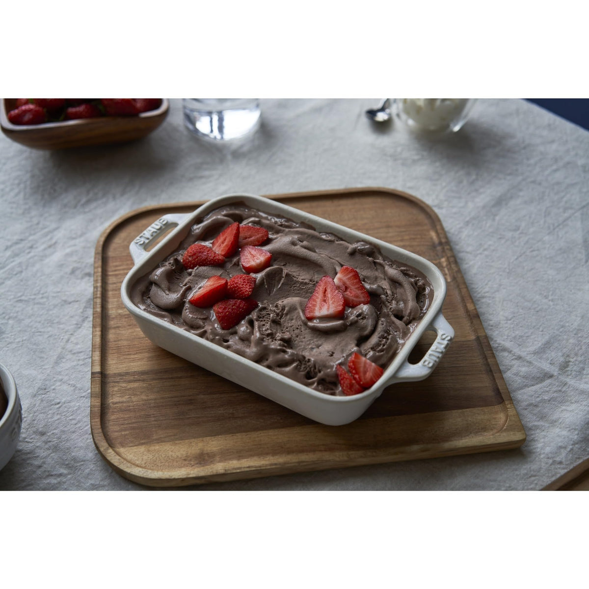 Ceramic Rectangular Baking Dish Set by STAUB – 2-pc, Stoneware with vitreous glass porcelain-enamel finish, Rustic Ivory, Pack of 2, Model 40511-921