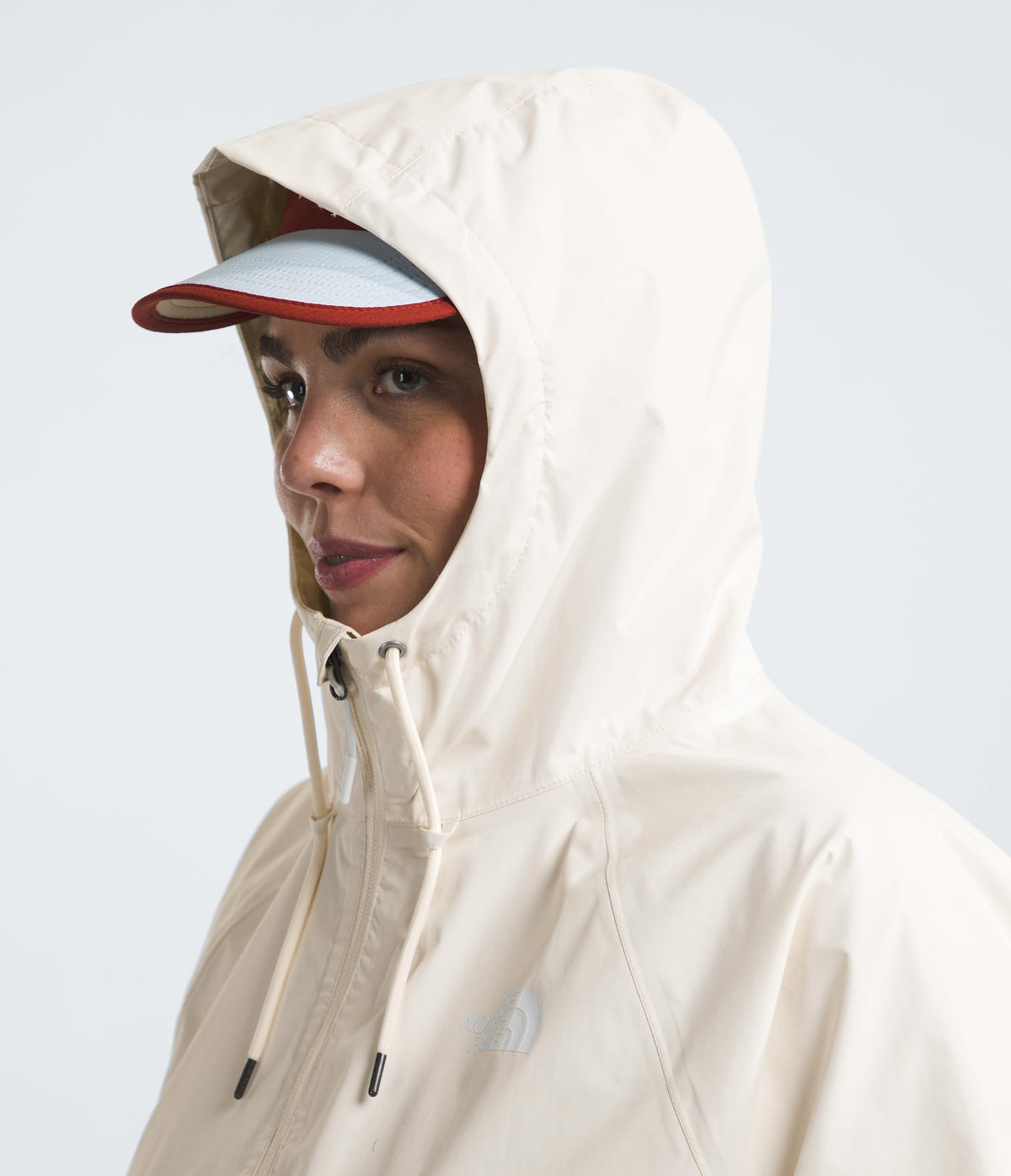 Women's Antora Rain Hoodie by The North Face – Medium, Polyester, White Dune, Model NF0A7QF1