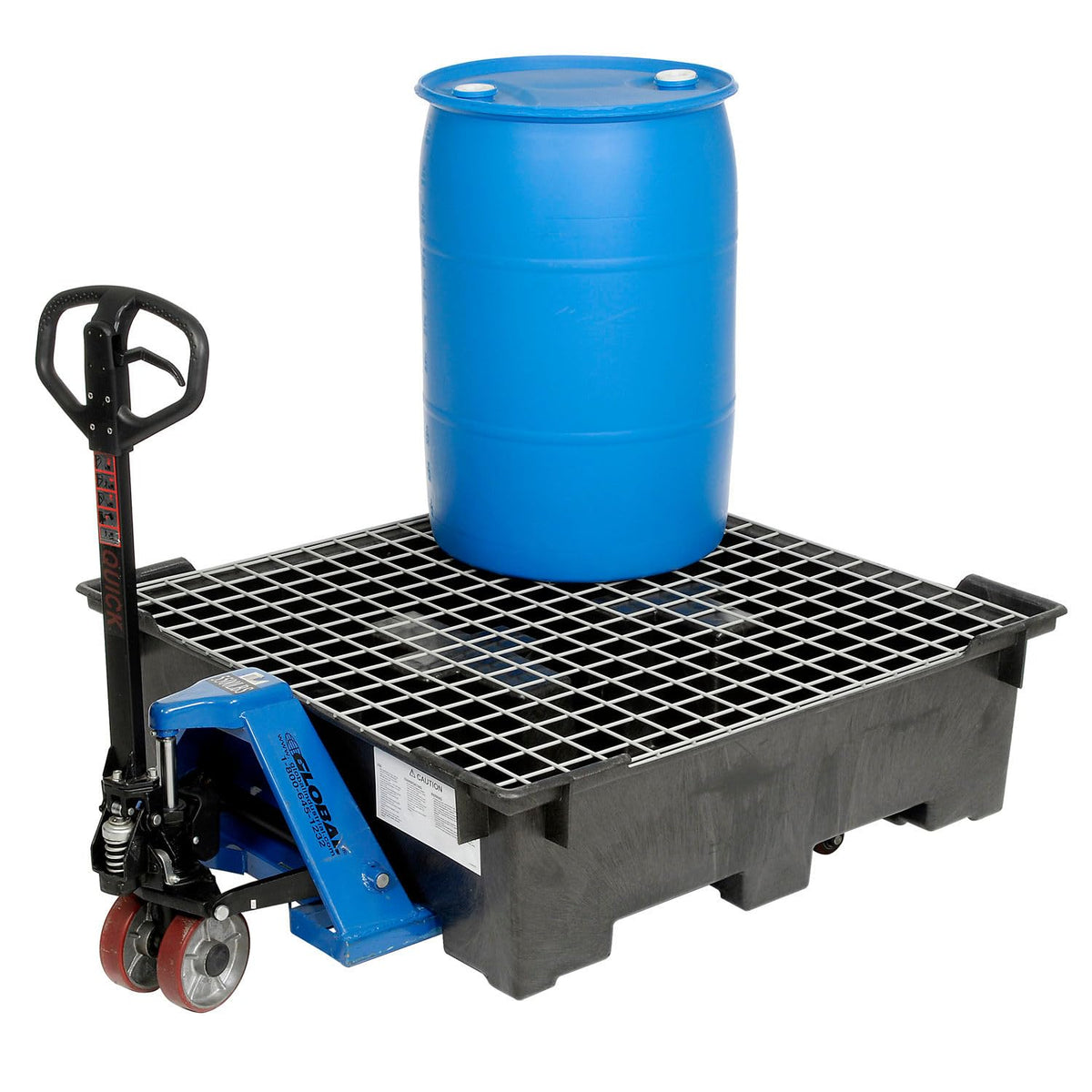 Spill Containment Sump with Wire Deck by Global Industrial – 50.5"L x 50.5"W x 15.88"H, Polyethylene, Black, Model 298441
