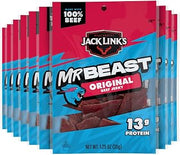 Jack Link's MrBeast Original Beef Jerky - (10 Pack) 1.25 oz | Ready to Eat Protein Snacks - 13g Protein per Serving - Made with 100% Real Beef