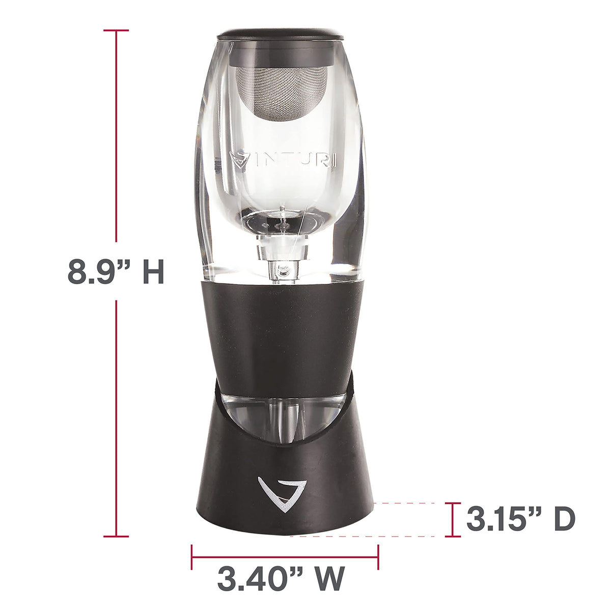 Wine Aerator Pourer and Decanter for Red Wines Patented Design Perfectly Aerates Wines By The Glass or Bottle With Distinctive Sound by Vinturi – 25.4 Ounces, Model V1010