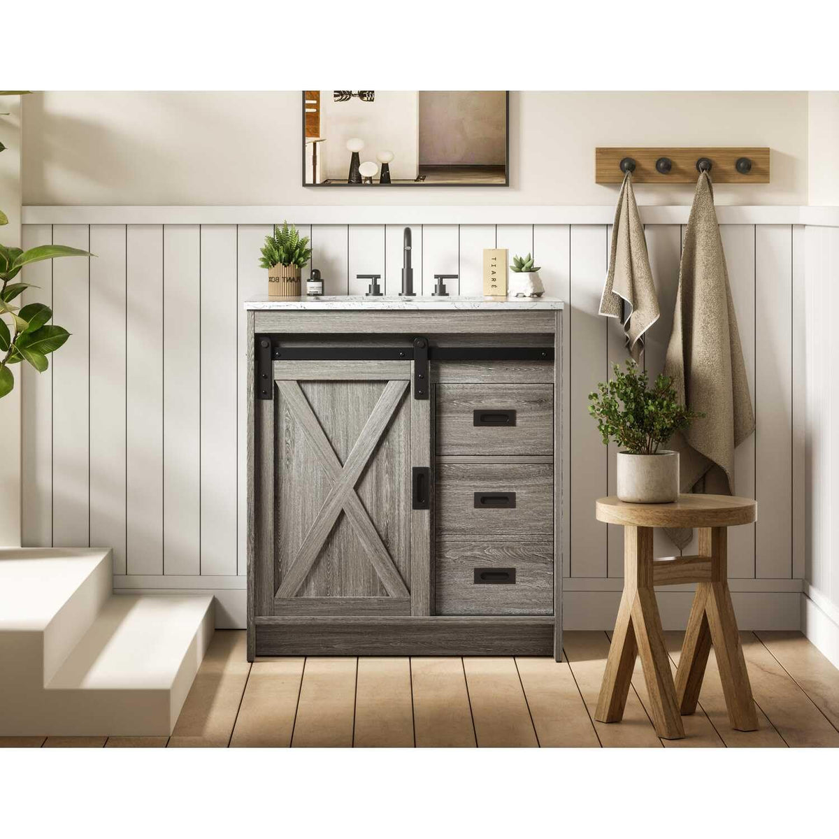 Austin Bathroom Vanity Rustic Grey by Lighting Design – Engineered Wood, Rustic Grey, Model VF90530RG