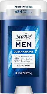 Suave Men Ocean Charge Antiperspirant Deodorant Stick, Aluminum Free, for 48hr odor & wetness protection, 2.7 oz