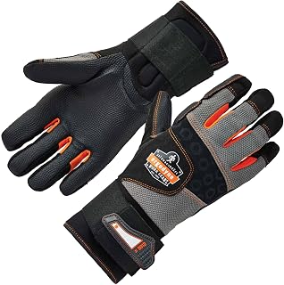 Ergodyne ProFlex 9012 Anti-Vibration Work Gloves, ANSI/ISO Certified, Full Fingered, Wrist Support, Medium , Black