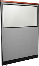 Global Industrial 60-1/4"W x 77-1/2"H Deluxe Office Partition Panel with Partial Window & Raceway, Gray