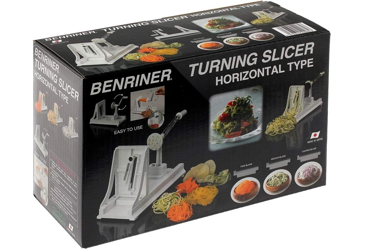 Benriner Turning Slicer, White / with 4 Japanese Stainless Steel Blades / White Mandolines
