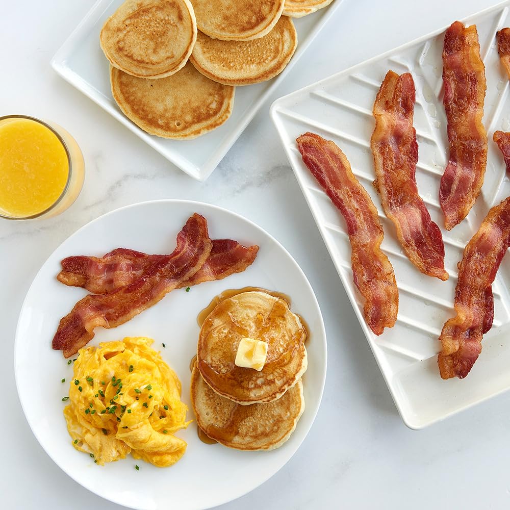 Microwave Bacon Tray & Food Defroster by Nordic Ware – 11.9" x 10.3" x 1.3", Plastic, White, Model 60150
