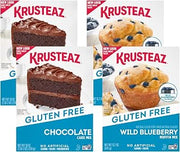 Krusteaz Gluten Free Baking Mix Variety Bundle – Chocolate Cake Mix (18 oz) & Blueberry Muffin Mix (15.7 oz), Pack of 2 Each (Variety Pack)