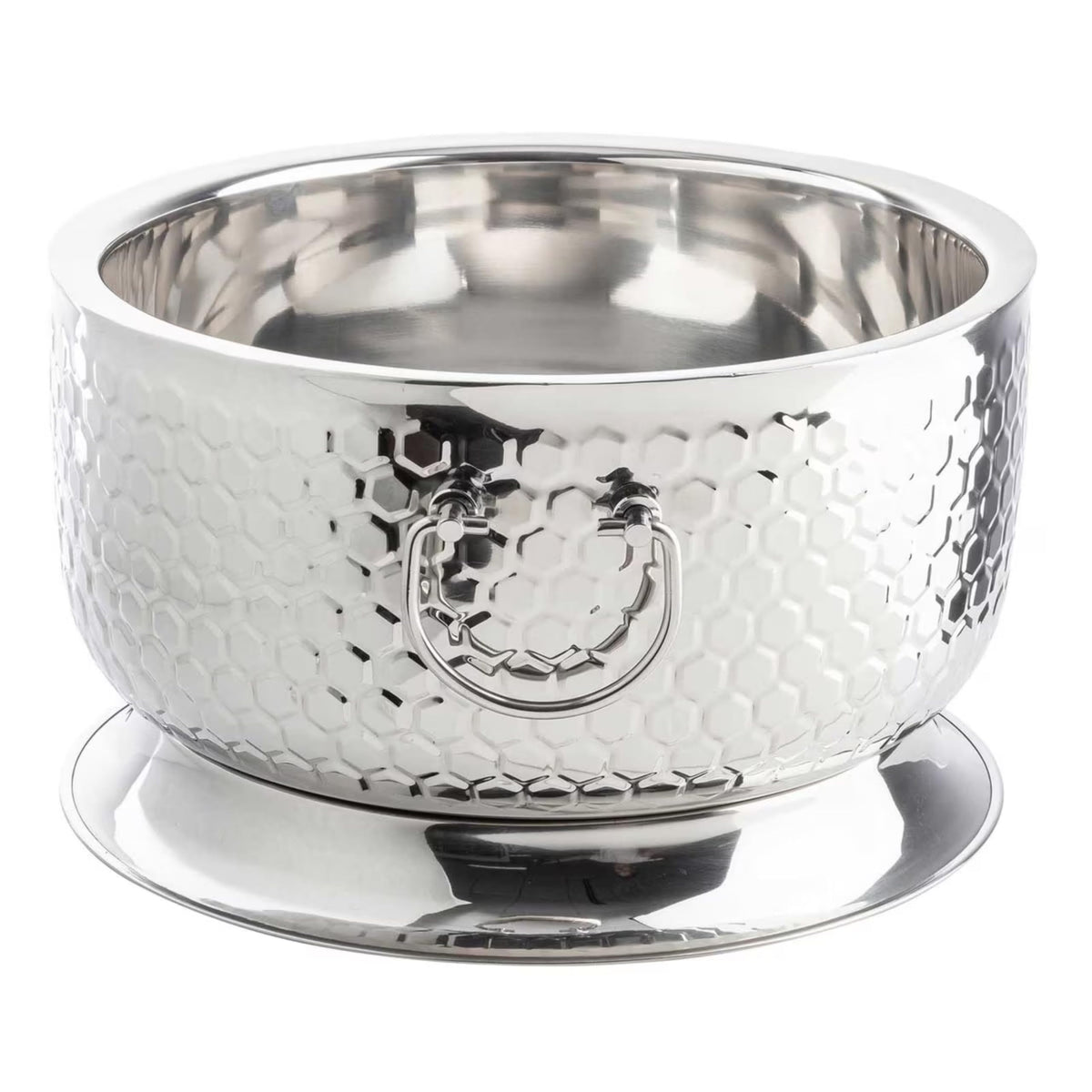 Hive Collection Round Beverage Tub with Base by Tablecraft – Medium, Stainless Steel, Silver, Model 12851