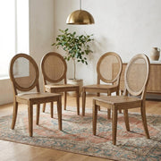 Brown 4-Piece Cane-Back Dining Chair Set by Furnifact – Rubberwood 95.00%,Paper Rattan 5.00%, Brown, Pack of 4