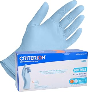 Henry Schein Criterion Nitrile Gloves, Small, Ice Blue, Latex Free, 300 Ct