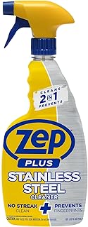 Zep Plus Stainless Steel Cleaner - 32 Fl OZ - R53512-2-in-1 benefits clean while preventing future fingerprints and smudges.