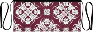 Red Floral Pattern Waist Apron with 3 Pockets Waiter Server Short Aprons 25.2x11.8 Inch Stain Resistant Apron for Kitchen Garden Restaurant 1 Pack