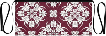 Red Floral Pattern Waist Apron with 3 Pockets Waiter Server Short Aprons 25.2x11.8 Inch Stain Resistant Apron for Kitchen Garden Restaurant 1 Pack