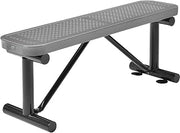 Global Industrial 48" L Outdoor Steel Flat Bench, Perforated Metal, Gray