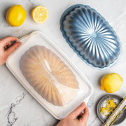 Formed Fluted Loaf with Keeper Set by Nordic Ware – 6-Cup, 6.0 cups, Aluminum, Twilight Blue Pan, Model 50056