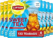 Lipton Family-Sized Black Iced Tea Bags, Southern Sweet Tea 22 ct (Pack of 6)