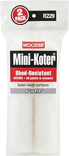Wooster R229-6 Mini-Koter Shed-Resistant Woven Paint Roller Cover 1/2" Nap 6" 2-Pack