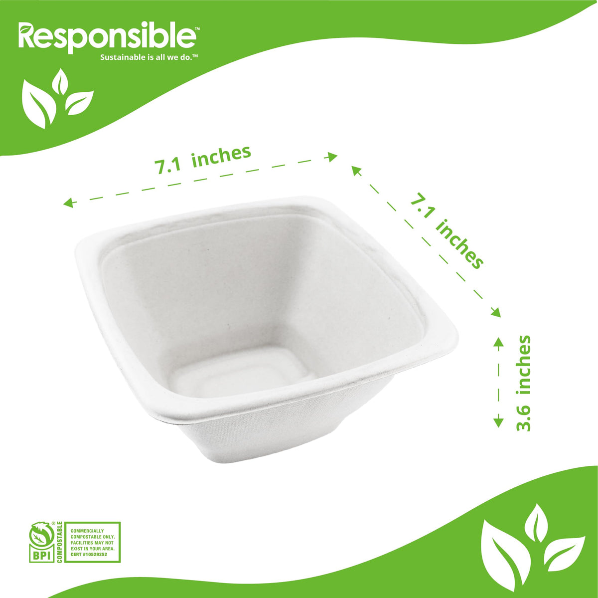 Responsible Products 48 oz (50 Count) / Natural Brown / Casual Bowls