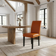 Faux Leather-Upholstered Parsons Dining Chair by Furnifact – Wood, Orange/Black, Pack of 2