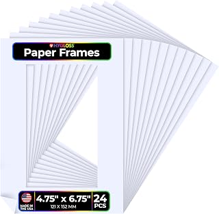 Hygloss 24 Pack Paper Picture Frames, White cardstock Photo Frame 4.75x6.75-Inch, Papers Frames to Decorate for Wedding Birthday DIY Classroom Crafts and Decorations