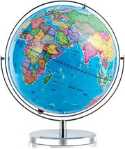 COSTWAY Illuminated World Globe, 13” Desktop Geographic Globe | LED Light & Easy-to-Read Clear Map for Students, 720° Rotation Decoration, Educational Interactive Globe for School Classroom