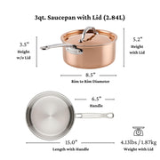 CopperBond® Aura™ 3-Quart Professional Copper Saucepan with Lid by Hestan – 3 Quarts, Copper, Model 31837