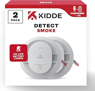 Kidde Hardwired Smoke Detector, AA Battery Backup, Interconnectable, LED Warning Light Indicators, 2 Pack
