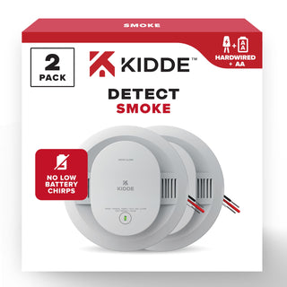 Hardwired Smoke Detector by Kidde – 2 Pack, Plastic, White, Model 21032826