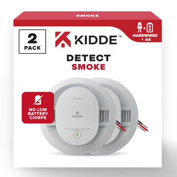 Hardwired Smoke Detector by Kidde – 2 Pack, Plastic, White, Model 21032826