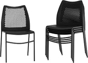 Flash Furniture Hercules Metal Stack Chair, Black, 5-Pack | Air-vent Back, Sled Base, Powder Coated