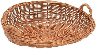 Basket with Handles Round Natural Willow 18" Dia x 6 1/2" H