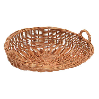 Basket with Handles Round Natural Willow 18" Dia x 6 1/2" H by GONDOLA D.O.O. – Natural, Model 301-NATURAL LAC