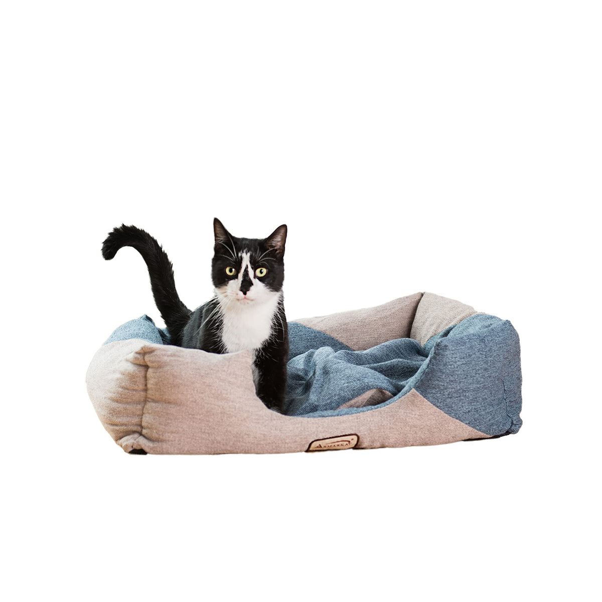 Cat Bed by Armarkat – One Size, poly fibre, navy blue, beige, Model C47