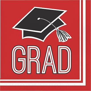 Creative Converting 360 Count School Spirit Paper Lunch Napkins for Graduation Party, Classic Red