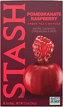 Stash Tea Pomegranate Raspberry & Matcha Green Tea - Caffeinated, Non-GMO Project Verified Premium Tea with No Artificial Ingredients, 18 Count (Pack of 6) - 108 Bags Total