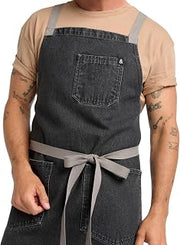 hedley & bennett Crossback Chef Apron, Pockets & Towel Loop, Oyster Gray