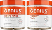 Genius Lion's Mane - Plant-Based Supplement for Memory, Focus & Mood Support + Genius Turkey Tail - Plant-Based Supplement for Immune, Gut & Antioxidant Support