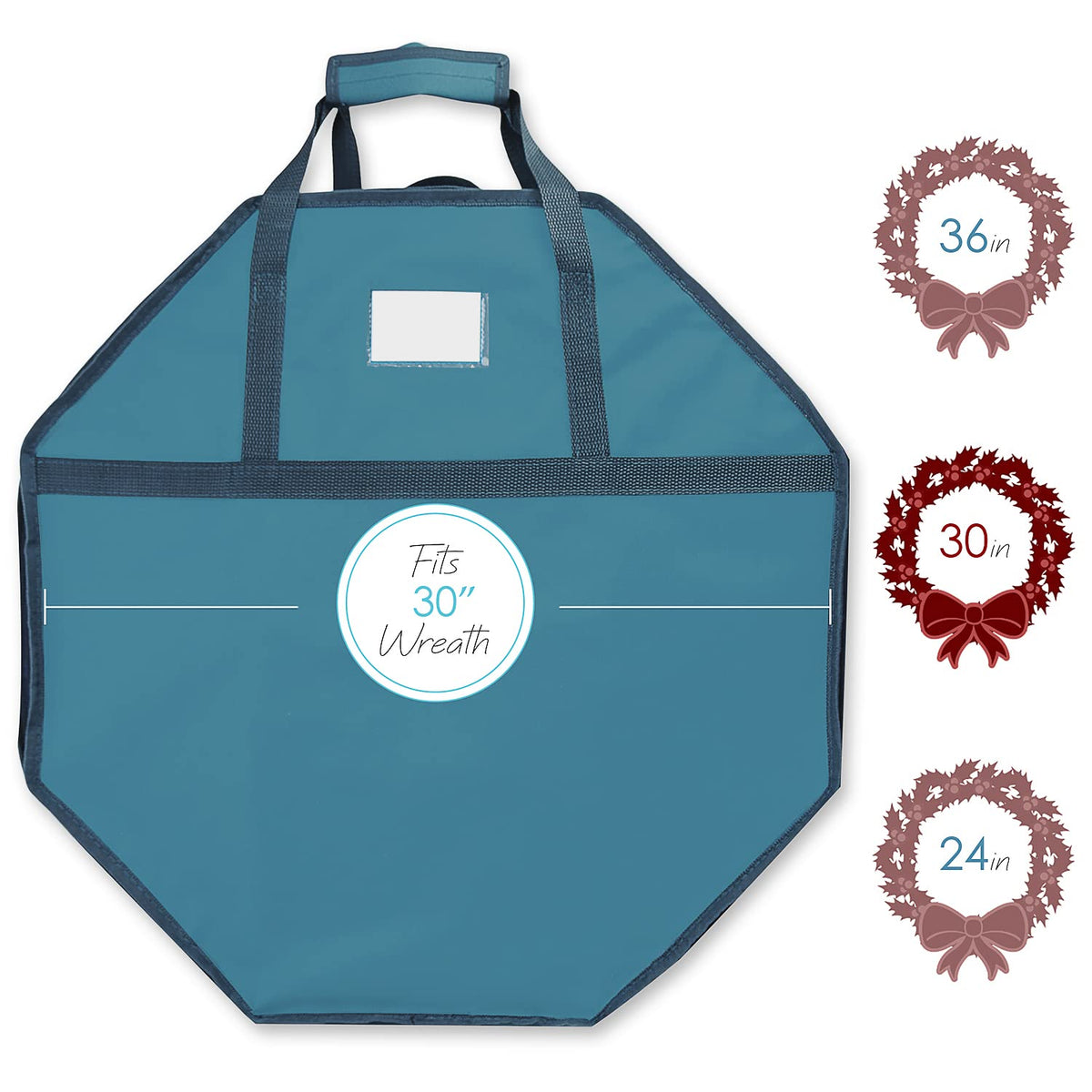 Hearth & Harbor Hard Shell Wreath Storage Bag, 30 Inch, Blue, 2 Pack
