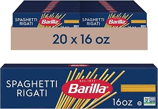 Barilla Spaghetti Rigati Pasta, Non-GMO Kosher Pasta, 16oz. (20PK)