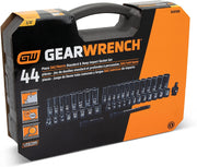 44 Pc 3/8" Dr 6 Pt Std/Deep Impact SAE/mm Socket Set by GEARWRENCH – SAE/Metric, Chrome Molybdenum Steel, Model 84916N