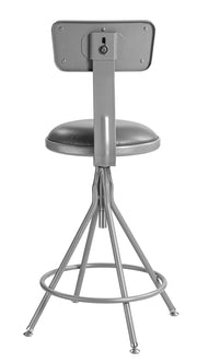 (6524HB) - 24-28" Adjustable Premium Swivel Stool with Backrest by National Public Seating – unspecified, Vinyl, Grey, Model #6524HB